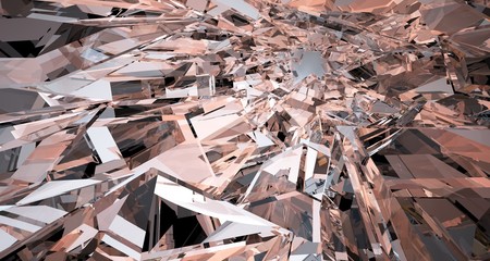 Abstract  concrete and coquina parametric interior . 3D illustration and rendering.