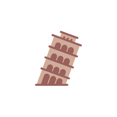 Leaning Tower flat icon, vector sign, Pisa tower colorful pictogram isolated on white. Symbol, logo illustration. Flat style design
