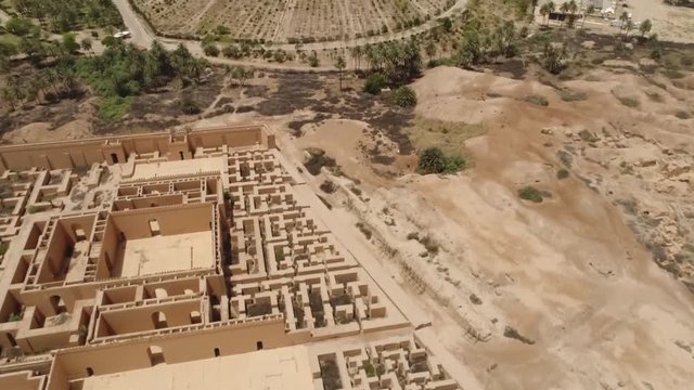 Drone shot of the ancient city of Babylon in Iraq