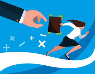 business woman running with portfolio