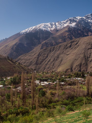 View of the Andes mountain range as seen from the Elqui Valley in Chile