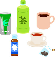カフェインを含む飲み物のセット