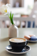 Cup of morning coffee in a coffee shop