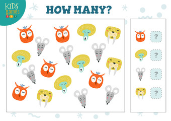 How many animals kids development activity vector illustration
