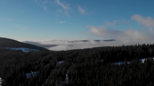 Cloud covered forrest landskape, Trysil,Norway.