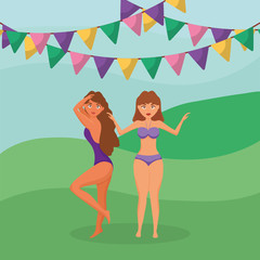 beautiful women with swimsuits