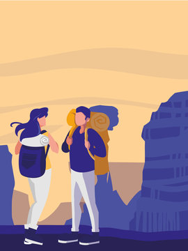 young couple in desert landscape dry scene