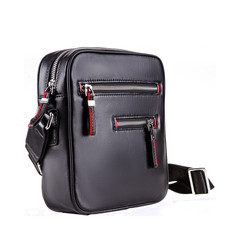 Men leather bag black color on white background