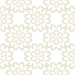 Floral seamless pattern. Pale olive green flowers on white background