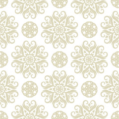 Floral seamless pattern. Light olive design on white background