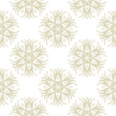 Seamless white background with olive green floral pattern