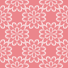  Floral seamless pattern. White flowers on pink background