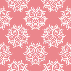  Seamless background with white flowers on pink backdrop