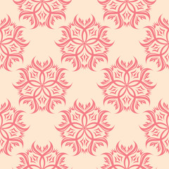 Floral seamless pattern. Pink and beige background