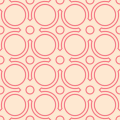 Red and beige geometric round print. Seamless background