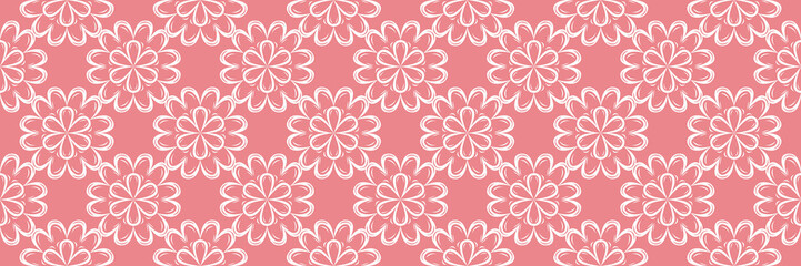 Fototapeta premium Floral seamless pattern. White design on pink background