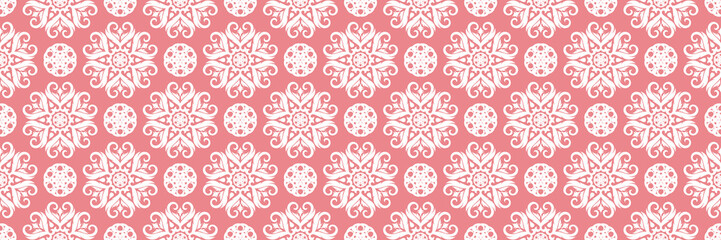 Floral seamless pattern. Pink background with white flowers