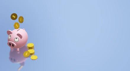 The Piggy bank coin 3d rendering for money content..