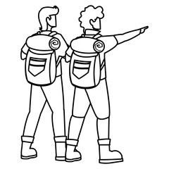 adventurous men with travelbag