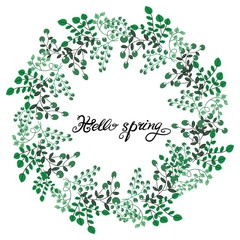 Vector illustration of floral wreath greeting card