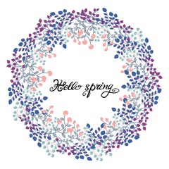 Vector illustration of floral wreath greeting card
