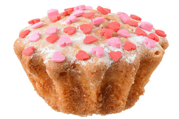 Mini cupcake with confectionery dressing isolated