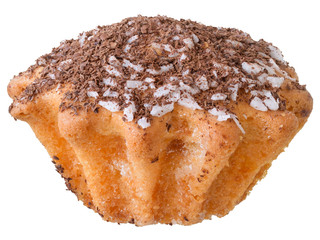 Cupcakes with chocolate and coconut dressing isolated