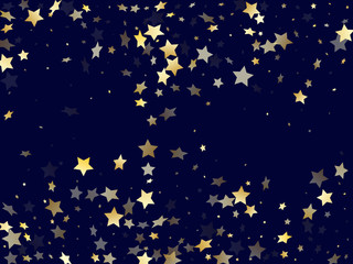 Gold falling star sparkle elements of glitter gradient vector background.