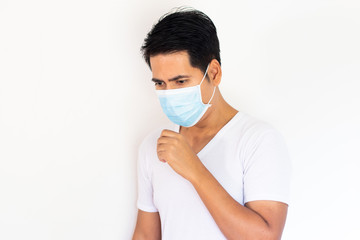 Young Asian man in protective mask
