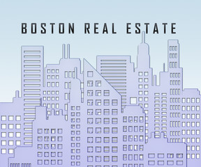 Boston Real Estate City Represents Property In Massachusetts 3d Illustration