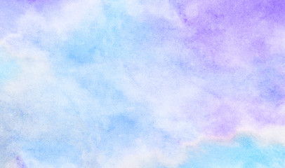 Grungy paper textured creative hand drawn aquarelle paint light sky blue color frame illustration. Canvas for vintage design, card, template. Wet ink effect turquoise shades watercolor background