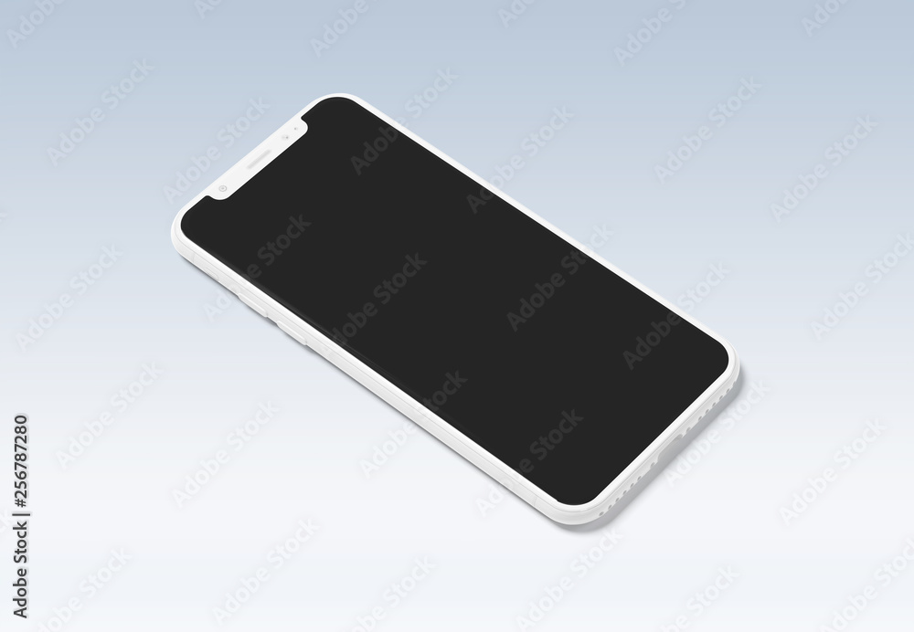 Poster white modern smartphone mockup isolated on grey 3d rendering