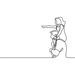 Father and his daughter continuous one line drawing vector illustration minimal design