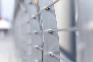 detail of modern sling fence, stainless steel wire rope balustrade