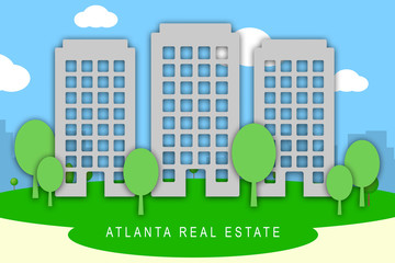 Atlanta Property Apartment Shows Real Estate Residential Buying 3d Illustration