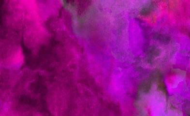 Neon dark grungy abstract paper textured aquarelle canvas for modern creative design. Bright light pink ink watercolor on black background. Cosmic magenta paper texture water color paint illustration