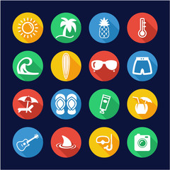 Tropical or Tropical Lifestyle Icons Flat Design Circle