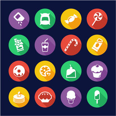 Sugar or Sugar Food Icons Flat Design Circle