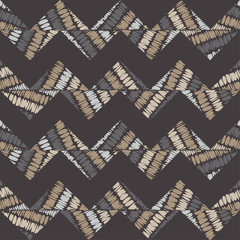 Ethnic boho seamless pattern. The figures in the shaded squares. Patchwork texture. Weaving. Traditional ornament. Tribal pattern. Folk motif. Can be used for wallpaper, textile, invitation card, wrap