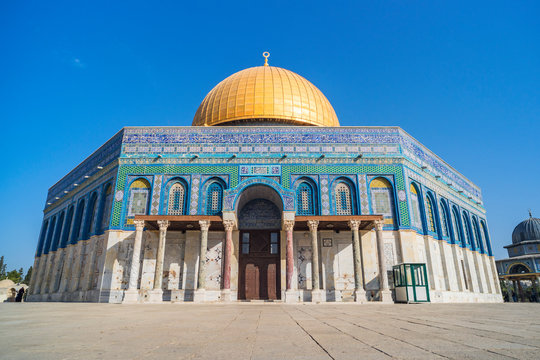 Dome of Rock or Qubbatus Sakhra in Masjidil Aqsa compound is one of the sacred building for the Jews and Muslim in Israel. no people