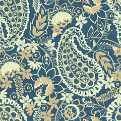 Fototapeta na wymiar paisley vintage seamless pattern. damask vector background