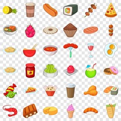 Delicious meal icons set. Cartoon style of 36 delicious meal vector icons for web for any design