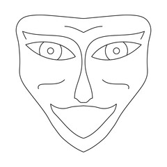 Cartoon face. Contour face drawing, sketch, graphic. Abstract face symbol, icon white background.