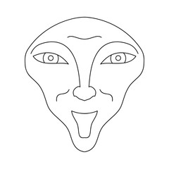 Cartoon face. Contour face drawing, sketch, graphic. Abstract face symbol, icon white background.