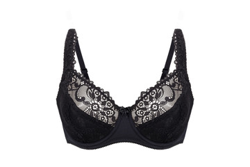 Beautiful black bra isolated on white background