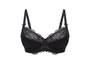 Beautiful black bra isolated on white background