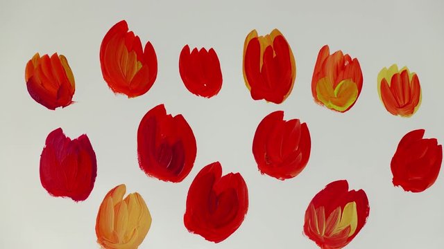 Draw flowers. Time lapse.