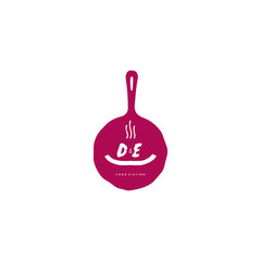 DE Logo with pan food concept. Can be adapt for Culinari Brand.