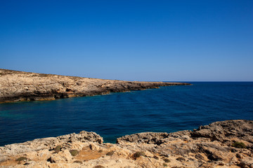 View of Lampedusa coast in the summer season