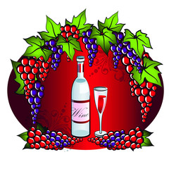 Wine bottle and glass as the emblem